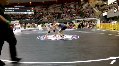 Junior Boys - 175 lbs Champ. Round 2 - Ryan Mills, Frontier High School Wrestling vs Kaj Kretzschmer