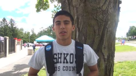 McKena Ramos of UW-Oshkosh talks before Saturday's 1500 and 800 finals