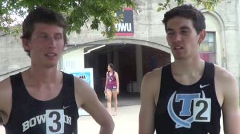 Jacob Ellis of Bowdoin and Mitchell Black of Tufts after going 2-3 in the 800