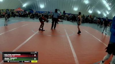 84 lbs Round 2 (6 Team) - Kolton Hartman, Kardiac Kidz vs Shah Tiggett, Warrior RTC