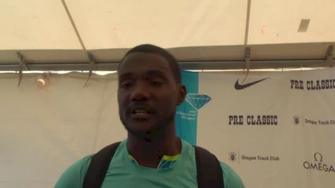 Justin Gatlin takes the win at Pre, but wants to focus on time