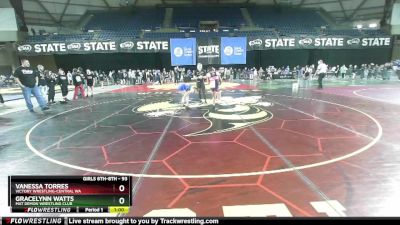 93 lbs Semifinal - Vanessa Torres, Victory Wrestling-Central WA vs Gracelynn Watts, Mat Demon Wrestling Club