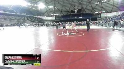 132 lbs Cons. Semi - Romeo Gwerder, Bear Claw Wrestling Club vs Maxwell Hendricks, Snoqualmie Valley Wrestling Club