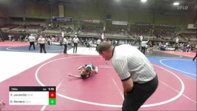 78 lbs Semifinal - Xavier Jaramillo, Sturgis Youth WC vs Brison Romero, Colorado Regulators