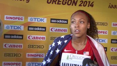 Kaylin Whitney after winning world juniors in the 200