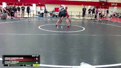 197 lbs Cons. Round 4 - Jonas Baekkelund, Simon Fraser (B.C.) vs Ethan Ensrud, Linfield University