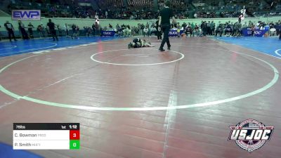 76 lbs Quarterfinal - Channing Bowman, Prodigy Elite Wrestling vs Peyton Smith, Mountain Home Flyers