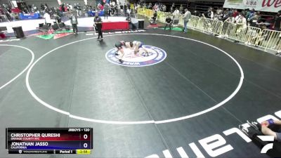 120 lbs Champ. Round 1 - Christopher Qureshi, Orange County RTC vs Jonathan Jasso, California