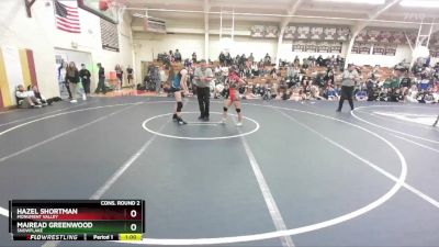 114 lbs Cons. Round 2 - Hazel Shortman, Monument Valley vs Mairead Greenwood, Snowflake