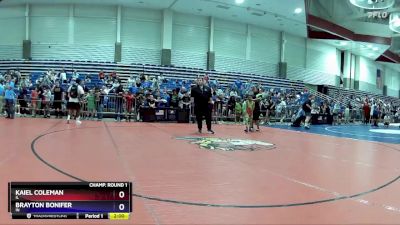 67 lbs Champ. Round 1 - Kaiel Coleman, IL vs Brayton Bonifer, IN