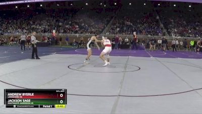 D2-157 lbs Cons. Round 2 - Jackson Sage, Southgate Anderson HS vs Andrew Byerle, Lakeshore HS