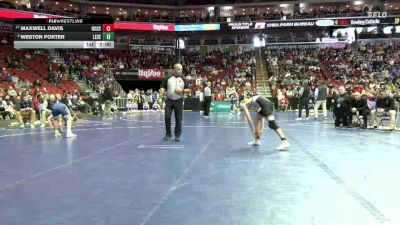 3A-113 lbs Cons. Round 4 - Weston Porter, Lewis Central vs Maxwell Davis, North Scott