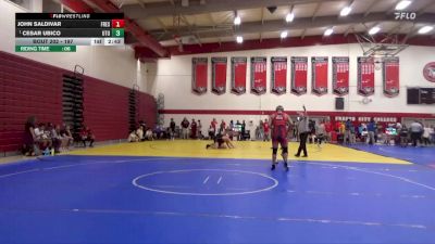197 lbs Champ. Round 2 - Cesar Ubico, Utah Tech University vs John Saldivar, Fresno City College