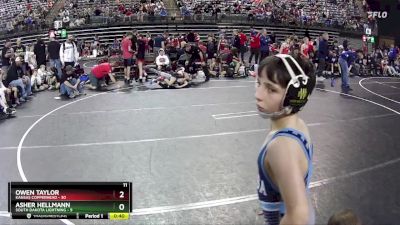 90 lbs Quarterfinals (8 Team) - Owen Taylor, Kansas Copperhead vs Asher Hellmann, South Dakota Lightning