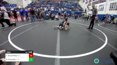 55 lbs Consi Of 8 #1 - Travis (T.J) Brownfield, Noble Takedown Club vs Benjamin Kuczajda, Blue Devil Wrestling