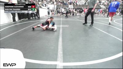 49 lbs Rr Rnd 3 - Josephine Alexander, Midwest City Bombers Youth Wrestling Club vs Raelynn Traweek, Mojo Grappling Academy