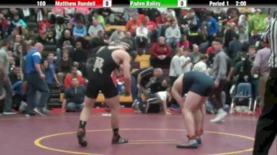 160lbs Quarter-finals Matt Rundell (OPRF) vs. Paden Bailey (Broken Arrow)