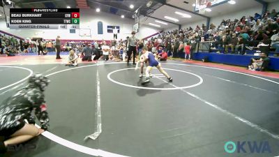 67 lbs Quarterfinal - Beau Burkhart, Coweta Tiger Wrestling vs Koen King, Team Tulsa Wrestling Club