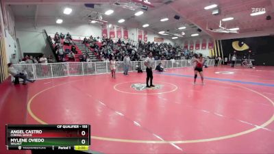 155 lbs Champ. Round 2 - Angel Castro, Corona Senior vs Mylene Oviedo, Walnut