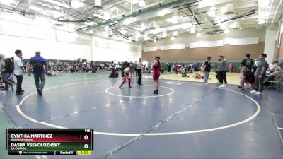 145 lbs Champ. Round 1 - Cynthia Martinez, Indian Springs vs Dasha Vsevolozhsky, La Canada