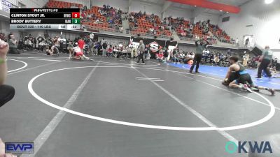 110 lbs Semifinal - Clinton Stout Jr., Keystone Kids Wrestling Club vs Brody Buttery, Vian Wrestling Club