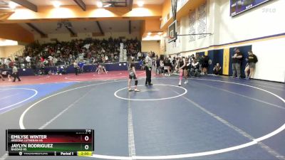 114 lbs Round 2 - Jaylyn Rodriguez, Bagdad HS vs Emilyse Winter, Arizona Lutheran HS