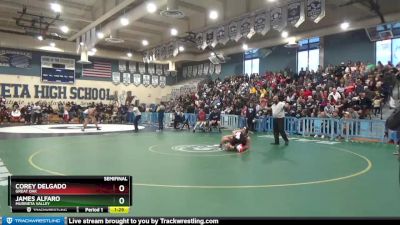 132 lbs Semifinal - Corey Delgado, Great Oak vs James Alfaro, Murrieta Valley