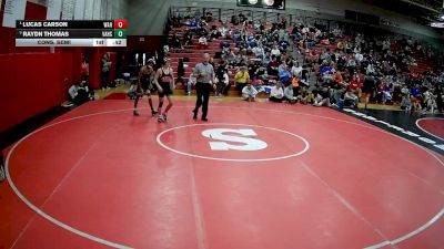 121 lbs Cons. Semi - Lucas Carson, West Allegheny Hs vs Raydn Thomas, Valley Hs
