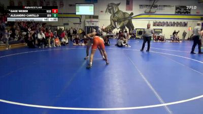 150 lbs 7th Place Match - Alejandro Cantillo, Grinnell vs Gage Weber, West Delaware, Manchester