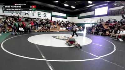 126 lbs Champ. Round 2 - Diego Valdovinos, Tulare Western vs Brayden Mendoza, Central