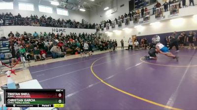 220 lbs Champ. Round 1 - Christian Garcia, Lovell Middle School vs Tristan Snell, Powell Middle School