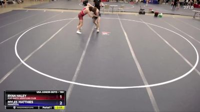 190 lbs Cons. Round 2 - Ryan Haley, Flat Earth Wrestling Club vs Myles Matthies, Minnesota