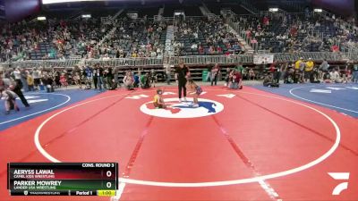 62 lbs Cons. Round 3 - Parker Mowrey, Lander USA Wrestling vs Aeryss Lawal, Camel Kids Wrestling