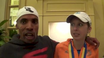 Meb and Hilary Dionne show awesome sportsmanship at Boston finish line