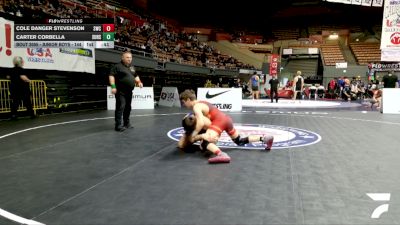 Junior Boys - 144 lbs Cons. Round 5 - Cole Danger Stevenson, Sunnyvale Wrestling Club vs Carter Corbella, Sutter Union High School Wrestling