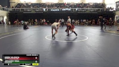 174 lbs Champ. Round 2 - Aiden Valencia, Victor Valley College vs Armando Vega, Bakersfield