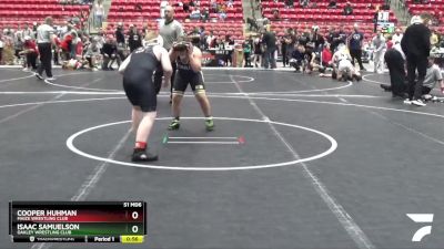 130 lbs Semifinal - Cooper Huhman, Maize Wrestling Club vs Isaac Samuelson, Oakley Wrestling Club