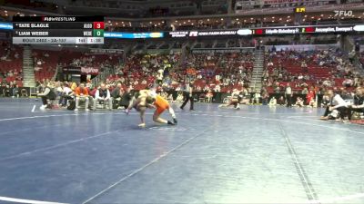 2A-157 lbs Quarterfinal - Liam Weber, West Delaware, Manchester vs Tate Slagle, Algona