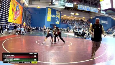 157 lbs Cons. Round 1 - James Bae, Phillips Academy vs Jayce Melgreen, Eastern View