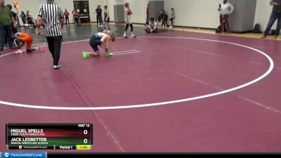 95 lbs Cons. Semi - Miguel Spells, Tiger Youth Wrestling vs Jack Ledbetter, Gracin Wrestling School