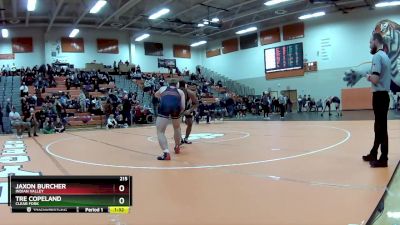 215 lbs Quarterfinal - Jaxon Burcher, Indian Valley vs Tre Copeland, Clear Fork