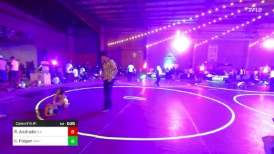 43 lbs Consi Of 8 #1 - Rocky Andrade, W.A.R. Wrestling Club vs Connor Fiegen, Unattached