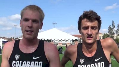 Connor Winter and Blake Theroux after 1-2 photo finish in Pac-12 steeplechase