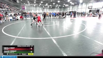 87 lbs Champ. Round 1 - Mason Wright, Southern Idaho TC vs Nikola Reidt, Oregon