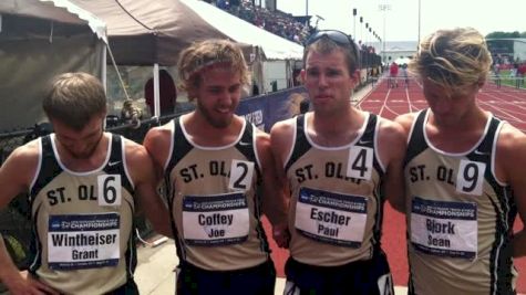St. Olaf men represent in the 1500 behind champ Paul Escher
