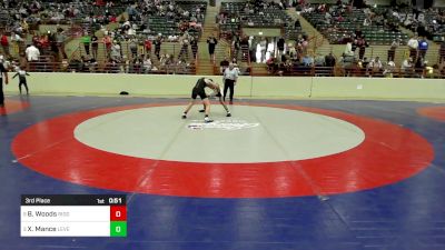 110 lbs 3rd Place - Braylin Woods, Ridgeland Wrestling Club vs Xavier Mance, Level Up Wrestling Center