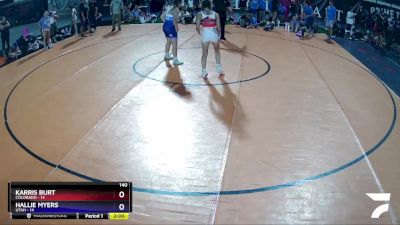 140 lbs Placement Matches (8 Team) - Karris Burt, Colorado vs Hallie Myers, Utah