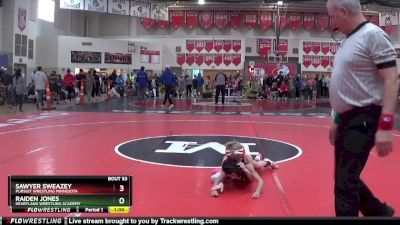 60 lbs Round 3 - Sawyer Sweazey, Pursuit Wrestling Minnesota vs Raiden Jones, Heartland Wrestling Academy