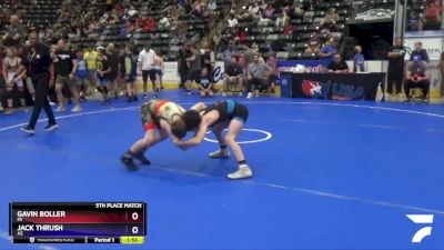 87 lbs 5th Place Match - Gavin Boller, MI vs Jack Thrush, AZ