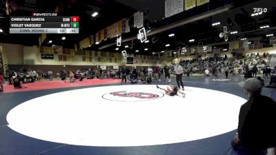 49 lbs Cons. Round 3 - Christian Garcia, So Cal Hammers Wrestling vs Violet Vasquez, MTC - MANTANONA TRAINING CENTE